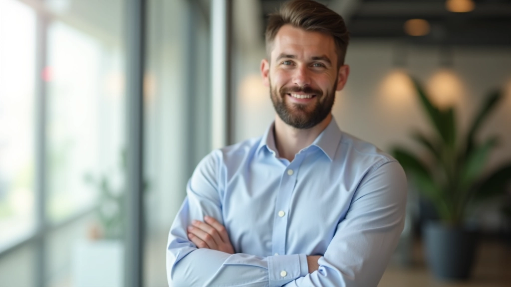 Person standing confidently with visible growth timeline or progress markers