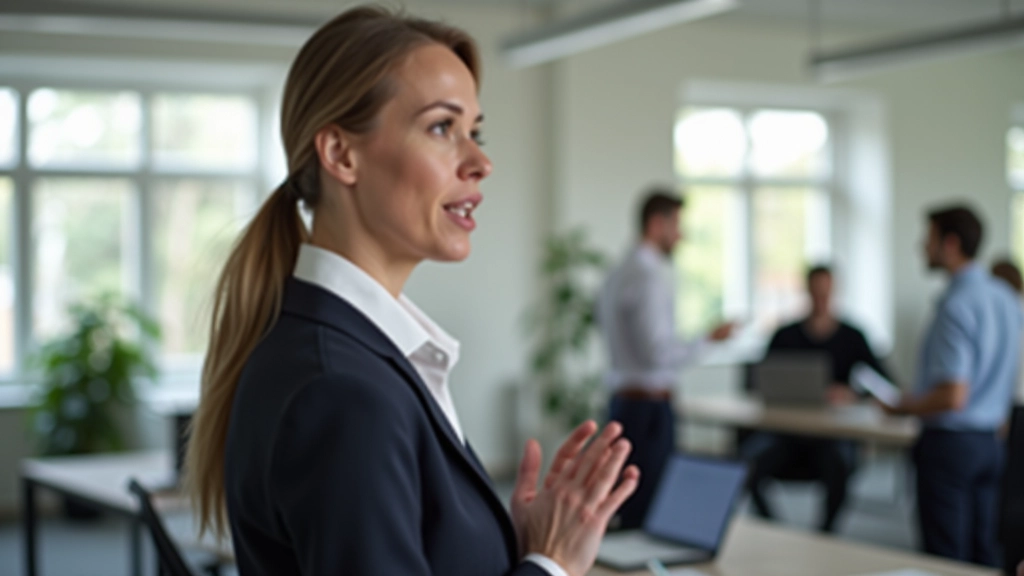 Different scenes: person ordering at coffee shop counter, hand raised in meeting, person looking confident in workplace setting