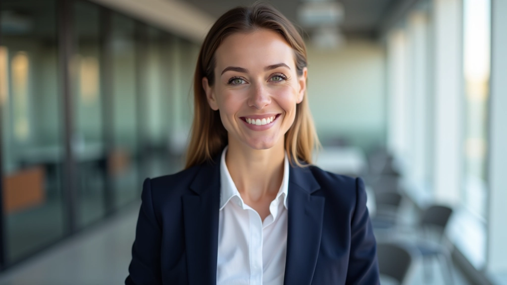 Woman practicing self-introduction with confident posture and engaged expression